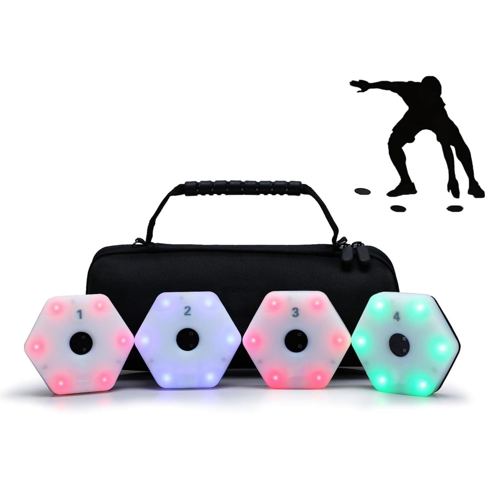 Kit d'entraînement d'agilité à 4 lumières de sport avec application et 6 couleurs