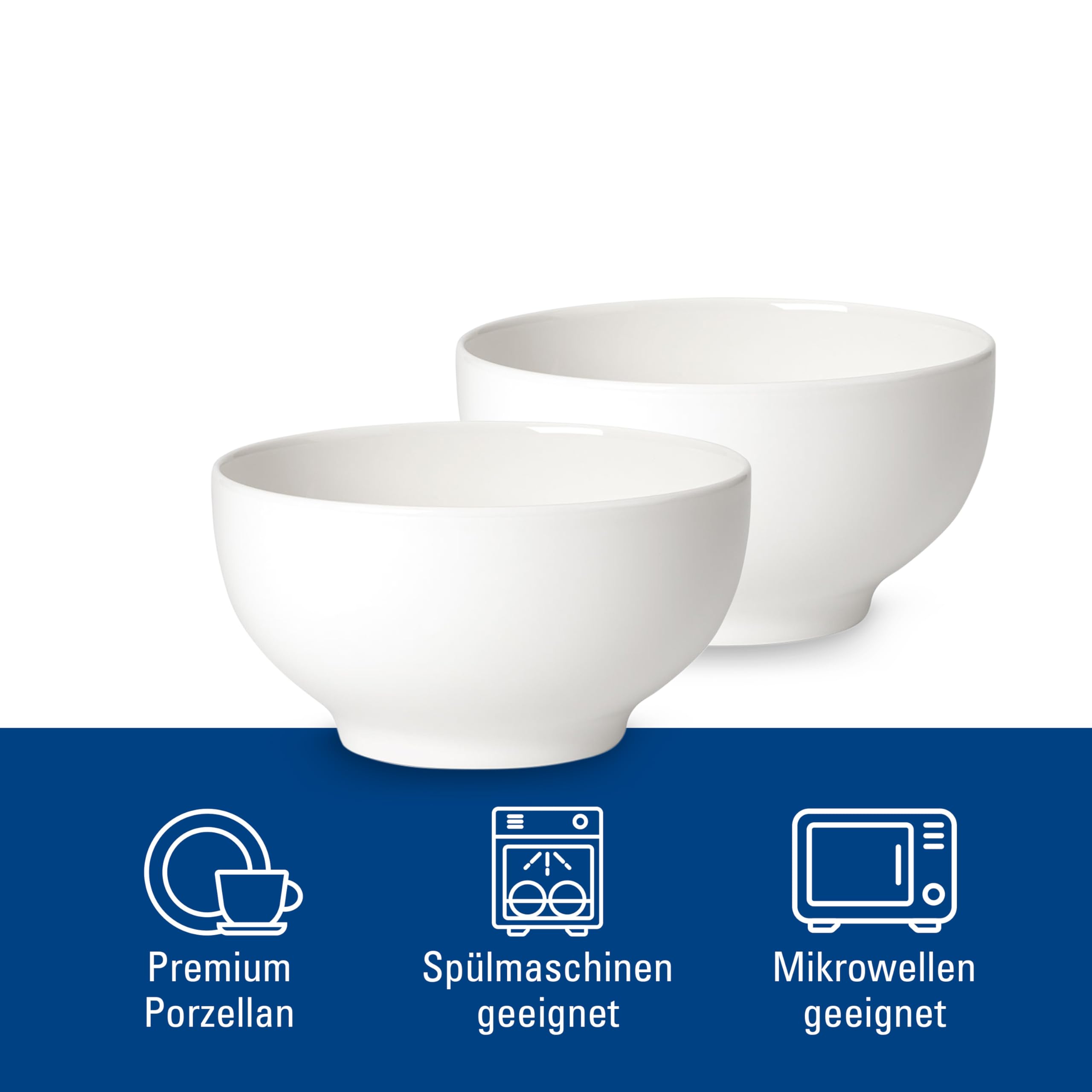 Villeroy & Boch - For Me Müslischale 2-teilig Weiß, Spülmaschinenfest, Mikrowellensicher, Kleine Schüsseln für 2 Personen, Schälchen, Bol für Müsli, Snacks oder Dips, Schale, Premium Porzellan