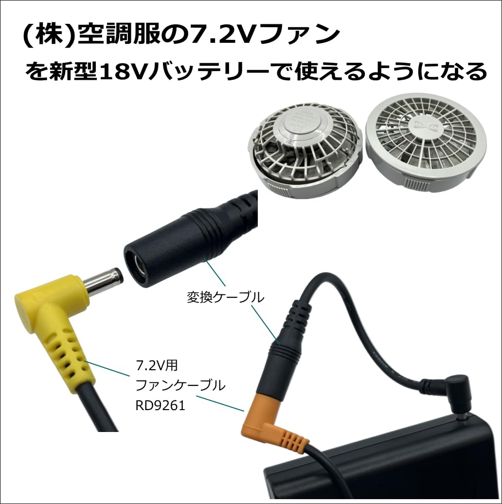 空調服　 18V対応 ファン4個・ケーブル2本・バッテリー2個・充電器1 空調服(R)】 FANCB2BJ 7.2V 大容量バッテリー対応ワンタッチ