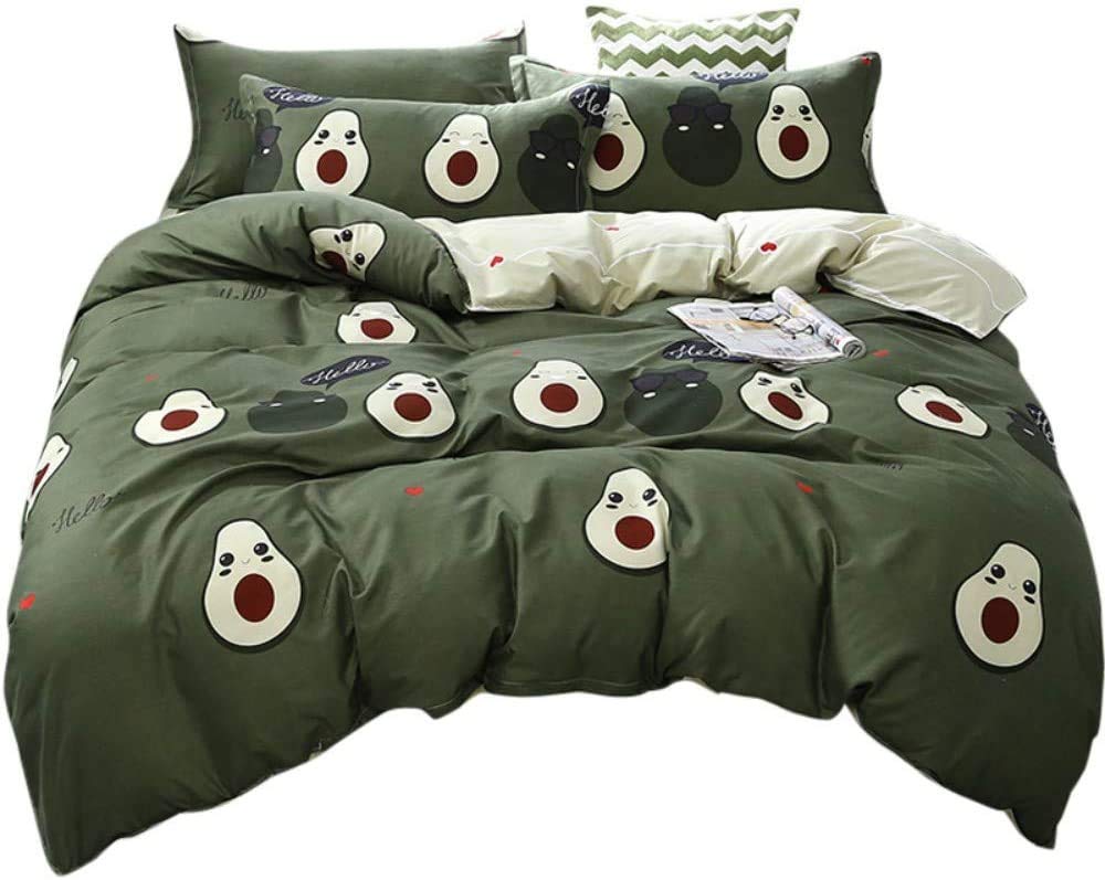 Funny Avocado Bed Linen Set Kids Children's Bedding Set King Bedding &Linen with Zip Soft Breathable Microfibre Heavenly Quality Duvet Cover Set with 2 Pillowcases 3Pieces Tropical Fruit Pattern — image 1
