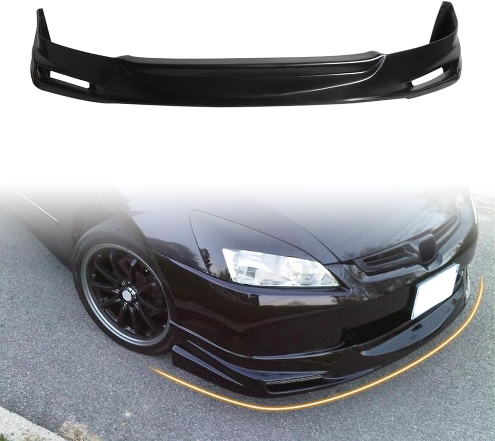 Front Bumper Lip Spoiler, Compatible with 2003-2005 Honda Accord Sedan, PU Black Mug Style Add-on Front Splitter Air Dam Chin Protector