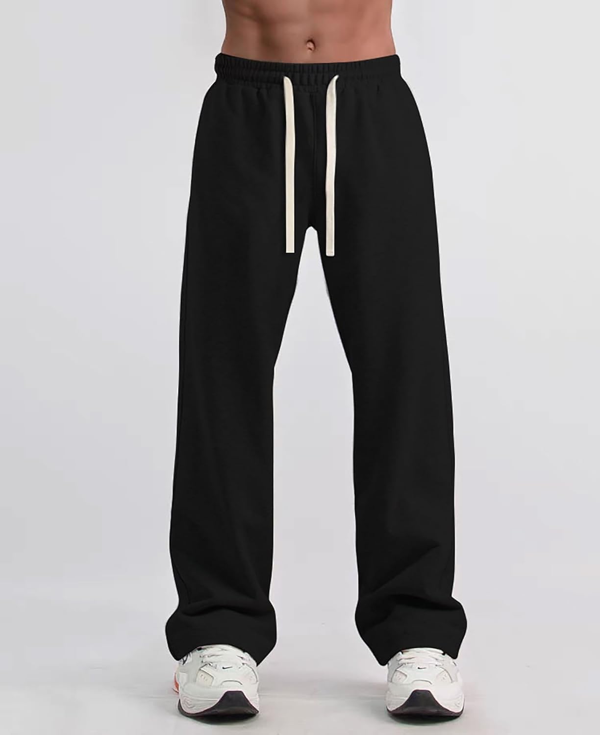 Men's Baggy Sweatpants Straight Leg Pants Loose Fit Wide Leg Pants Comfy Lounge Slacks - Image 2