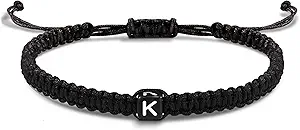 Initial Bracelets for Women Men Gifts for Her Teen Girl Best Friend Birthday Graduation Dainty Braided Bracelets Letter A-Z Charm Adjustable Link Mother's Day Jewelry Mom Christmas Gifts Valentine's Day Jewelry