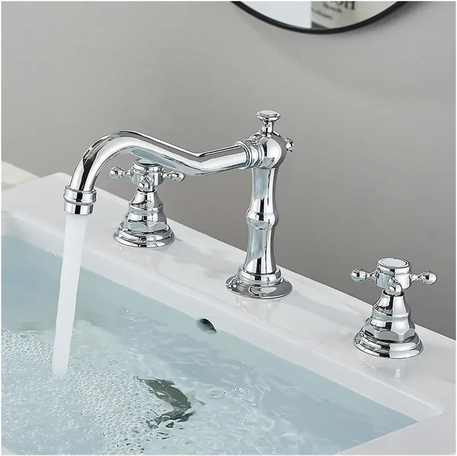 Robinetterie de lavabo en laiton noir élégant avec mitigeur eau chaude et froide
