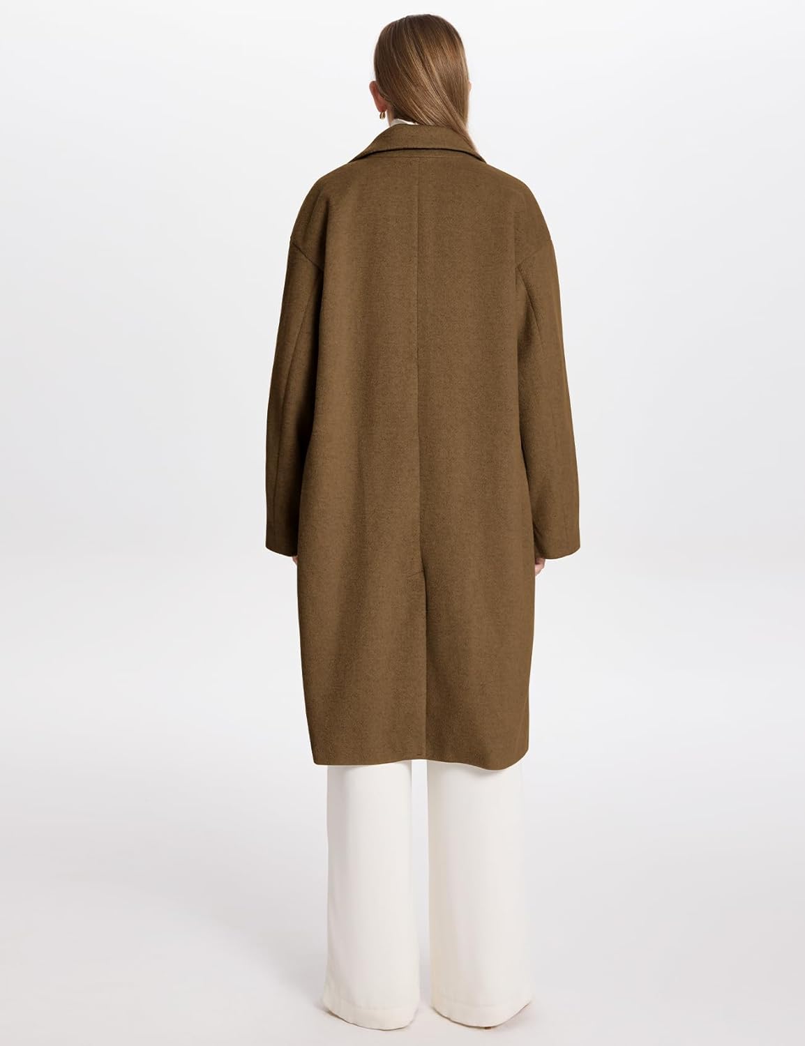 Classic Warmth: Back View of PEHMEA Single-Breasted Peacoat