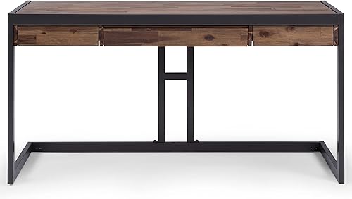 Miniatura 82 de SIMPLIHOME Erina Desk - Escritorio de madera maciza de acacia y metal de 60 pulgadas de ancho en color marrón carbón envejecido, mesa industrial