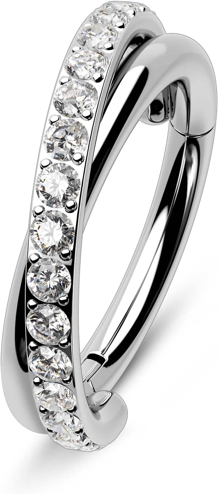 16G G23 Titanium Helix Earring Hinged Segment Ring Cartilage Hoops 6/8/10mm Double Row Helix Piercing Jewellery Shinny CZ Conch Ring Septum Rings Tragus Daith Earrings