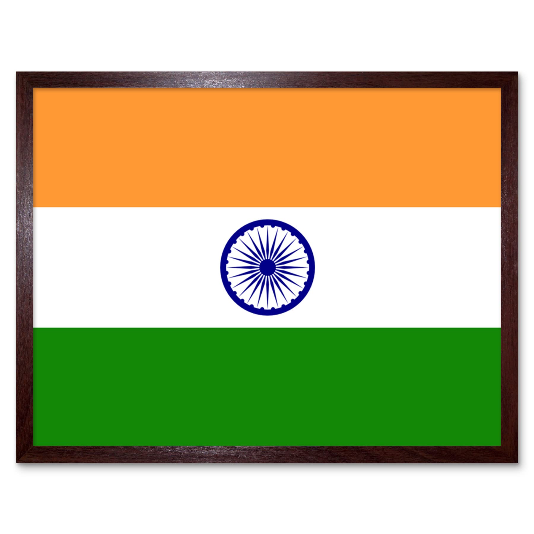 Artery8 India National Flag Patriotic Vexillology World Flags Country Region Poster Artwork Framed Wall Art Print 9X7 Inch