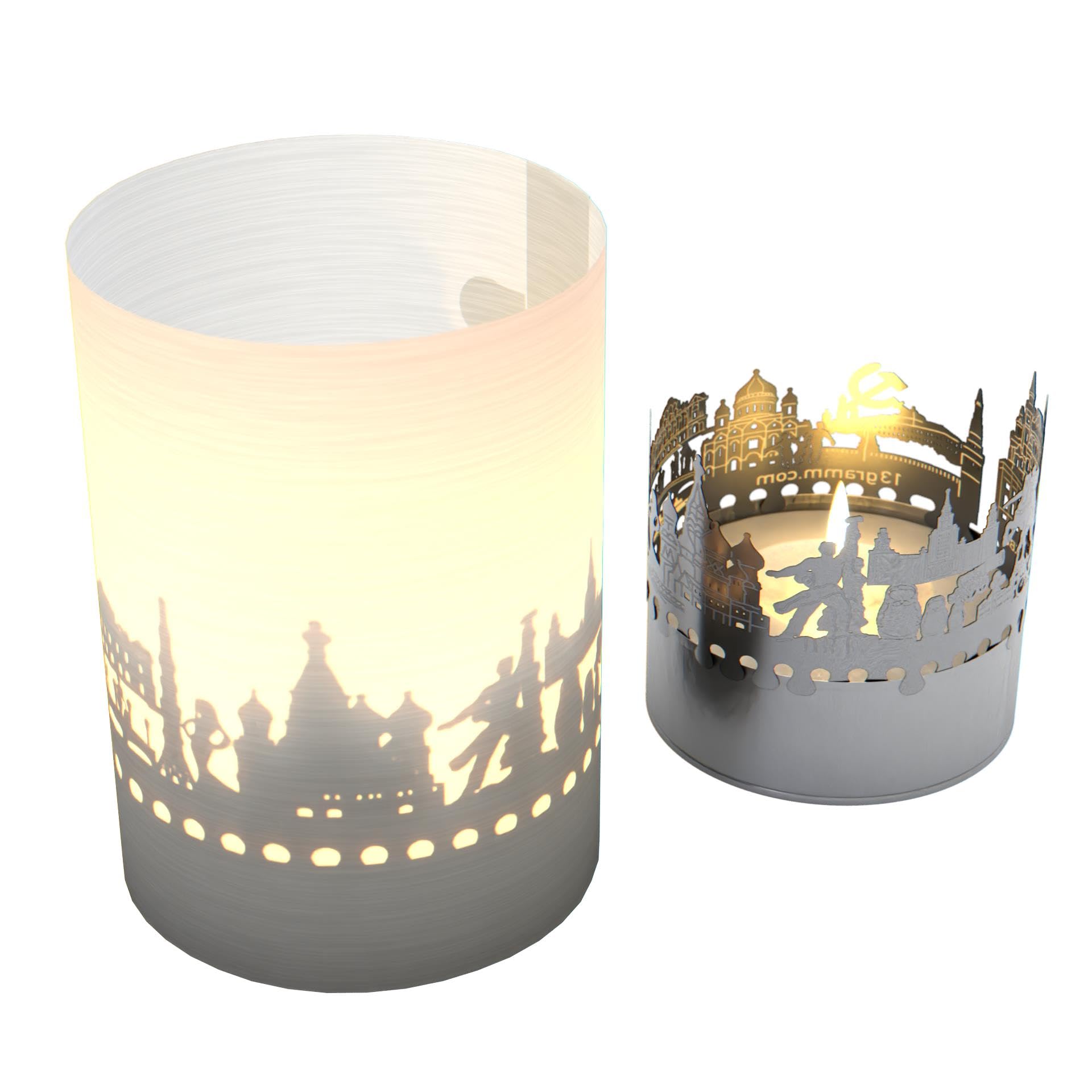 13Gramm Europe - Moscow Moscow Skyline Gift Tube Candle: Captivating Shadow Play Souvenir For Moscow Fans - Perfect Decorative Candle With Silhouette Projection
