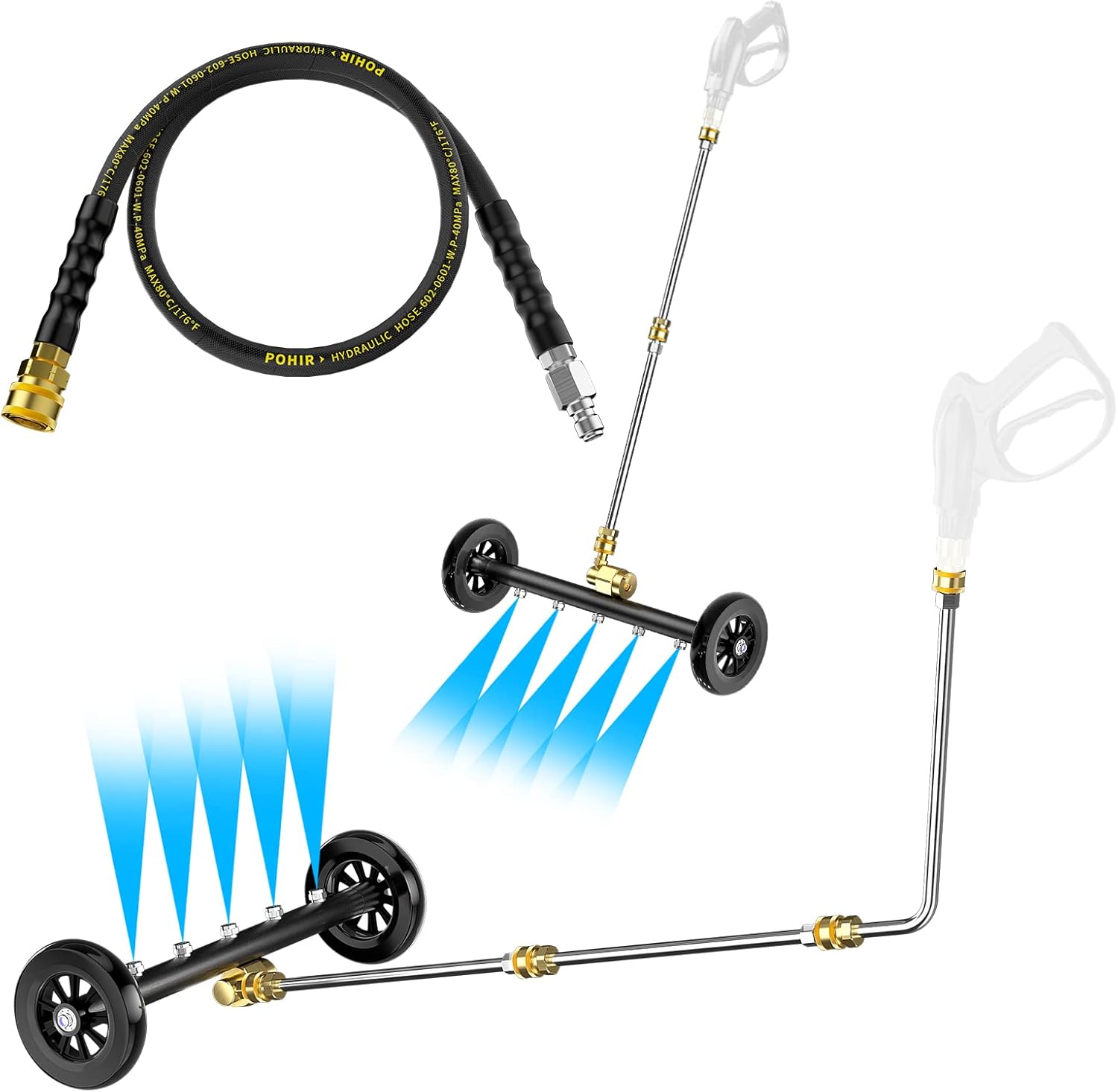 POHIR Pressure Washer Whip Hose 5 FT, Hose Reel Connector