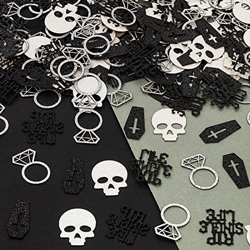 Confettis paillettes pour table de mariage gothique avec têtes de mort