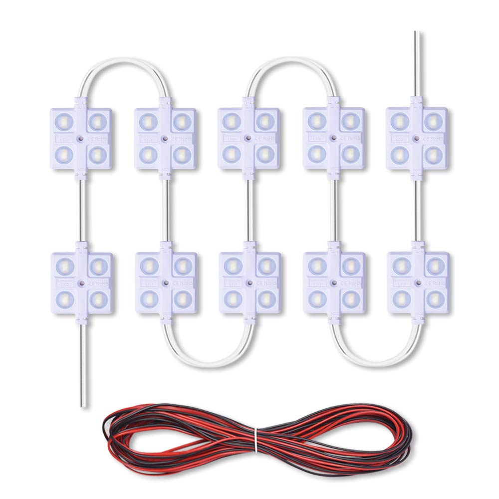 MICTUNING 40 LEDs Van Interior Light Kit 12V White LED Ceiling Light Kit Universal for Van RV Boats Caravans Trailers Lorries 10 Module Dome Light