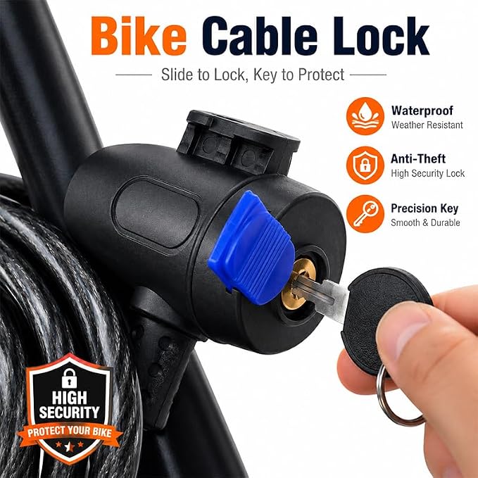 Candado para bicicleta con cable de acero duradero miniatura 3