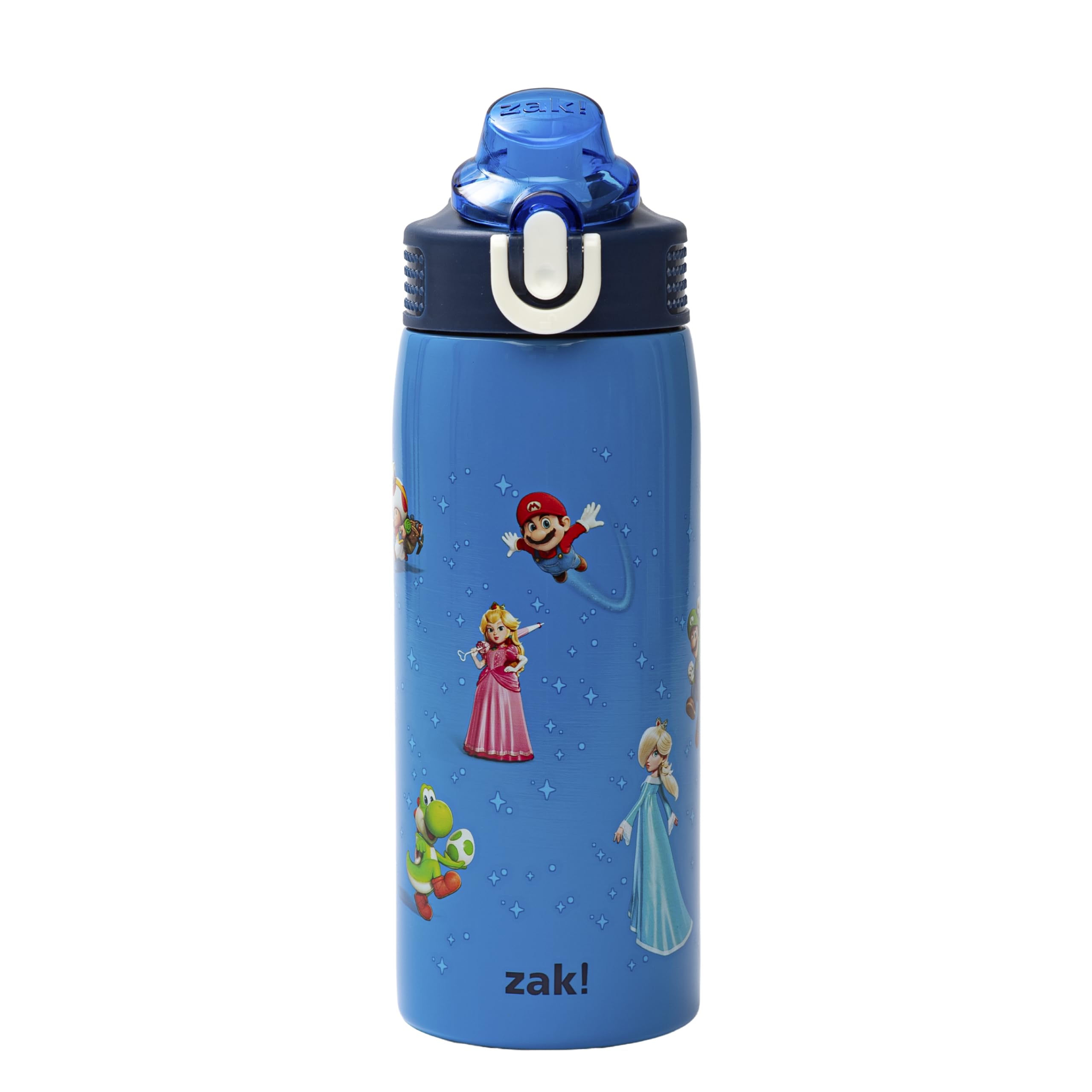 Zak Designs Super Mario Movie Sage 19oz Leak-Proof Straw Kids Water Bottle | BPA Free, Insulated Stainless Steel, Cupholder Friendly, Dishwasher Safe, Lid Lock, Handle, For School, Home, Travel, Outdoor