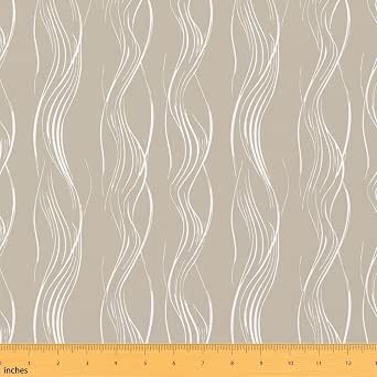 Erosebridal Taupe Upholstery Fabric by the Yard, Stripes Decorative Fabric