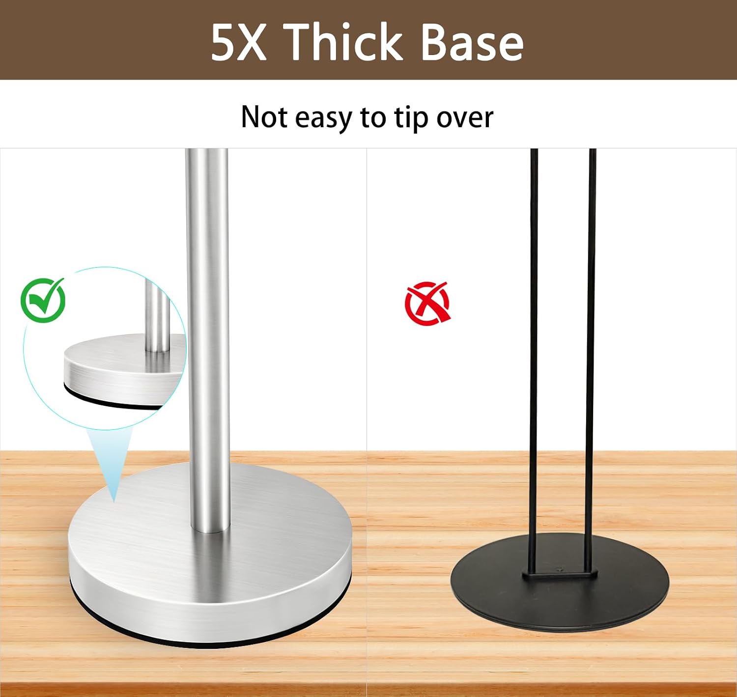 Hand Towel Holder Stand, 14.37 inch Standing Towel Racks for Bathroom, Stainless Steel Free Standing Towel Rack, Heavy Weight Towel Bar for Bathroom Vanity Countertop &Kitchen