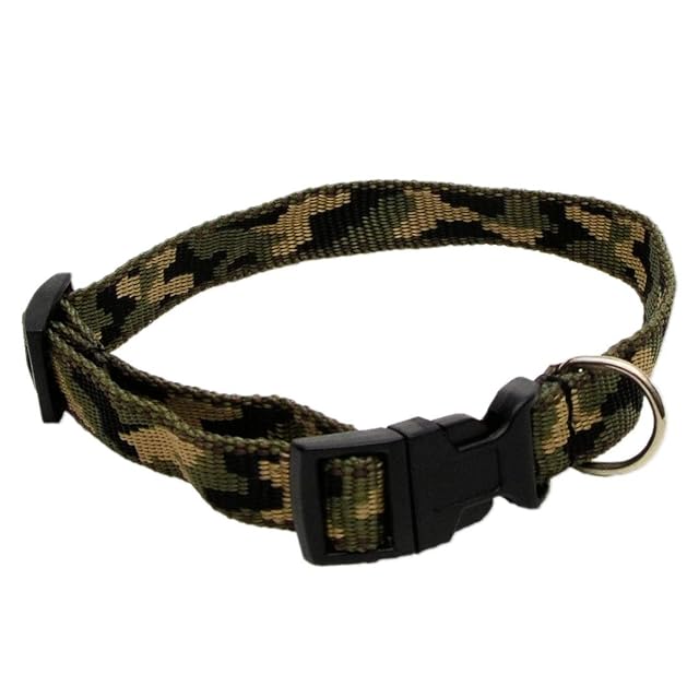 Foto 4 de 5 de Juego de correa y collar de nailon para perro, diseño de camuflaje, color verde y naranja (verde camuflaje)
