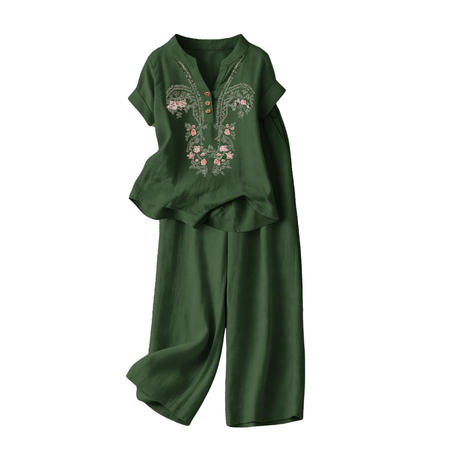 Conjunto Mujer Verano 2 Piezas Moda raje de Primavera Ligero Chndal Blusa Pantalones Ropa Playa Vacaciones Deportivo Casa Trabajoconjunto de Verano mujerInformal y desenfadado
