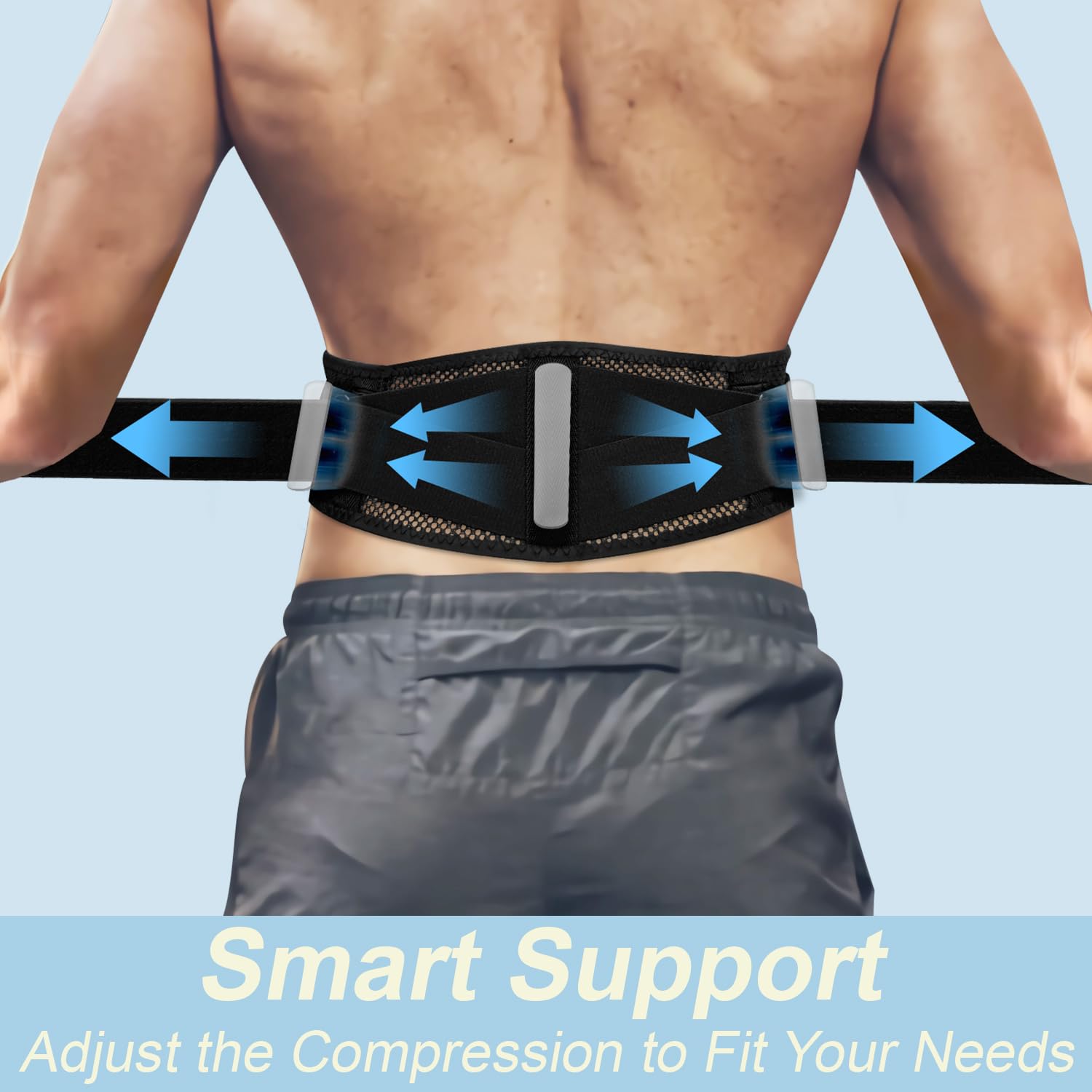Slim & Breathable Back Brace for Lower Back Pain Relief | Lightweight Back Support Belt for Sciatica, Herniated Disc & Scoliosis | Adjustable Lumbar Support Brace for Men & Women, Wear Under Clothes