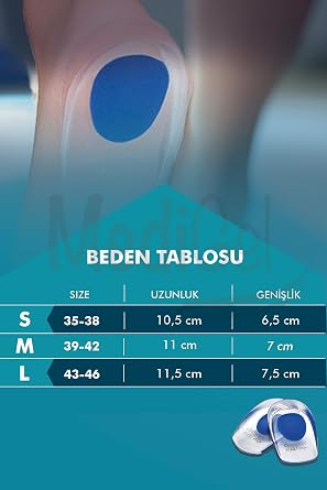MediGel MG03 Silikon Topuk Desteği, Ortopedik Topuk Pedi, Şok Emici Jel Tabanlık (41-46 (Large-Xlarge))