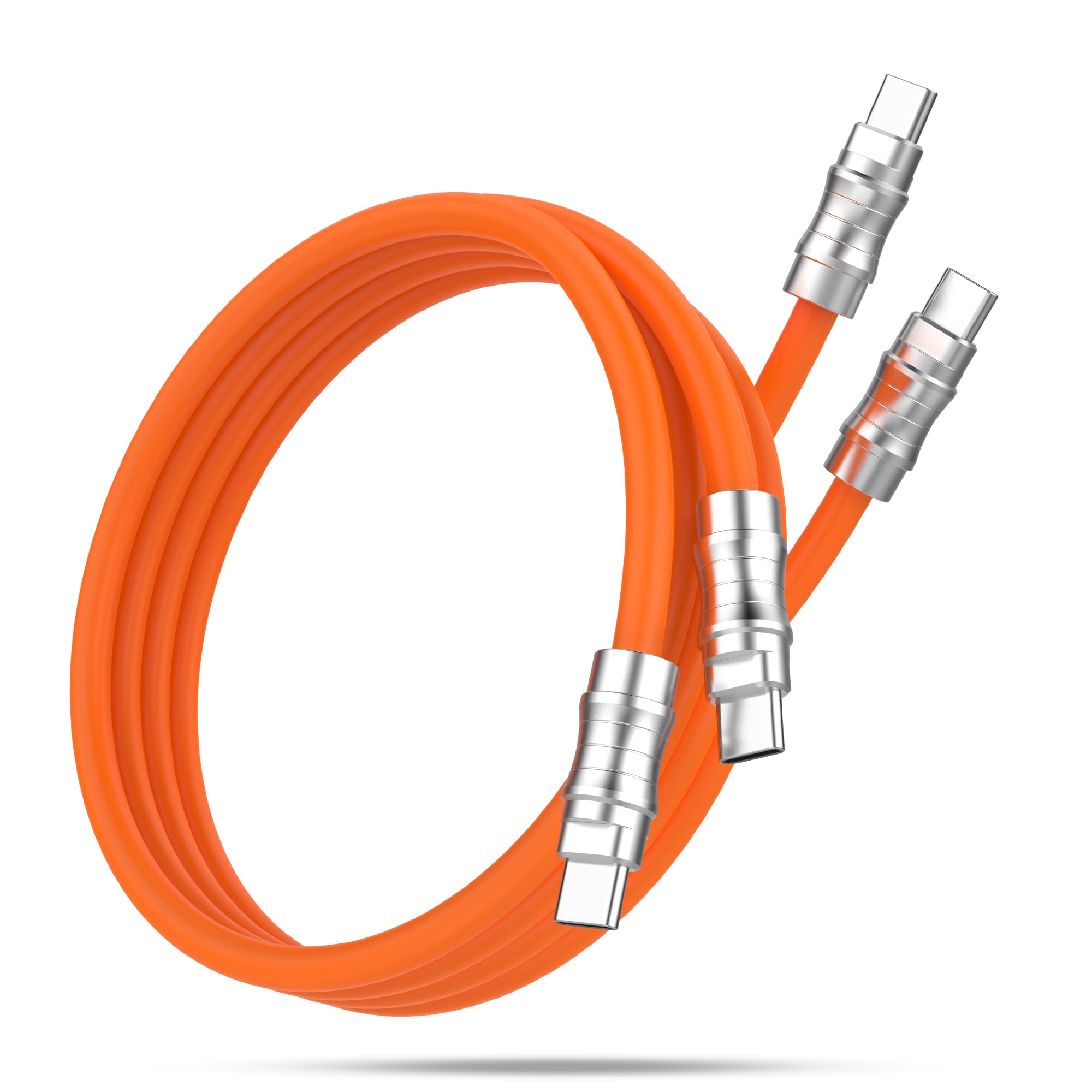 2 x silikonowy kabel USB C do USB C, 2 m, ultra elastyczny i miękki, USB typu C 100 W, przemysłowy kabel do transmisji danych Geek PD do telefonów, tabletów, komputerów
