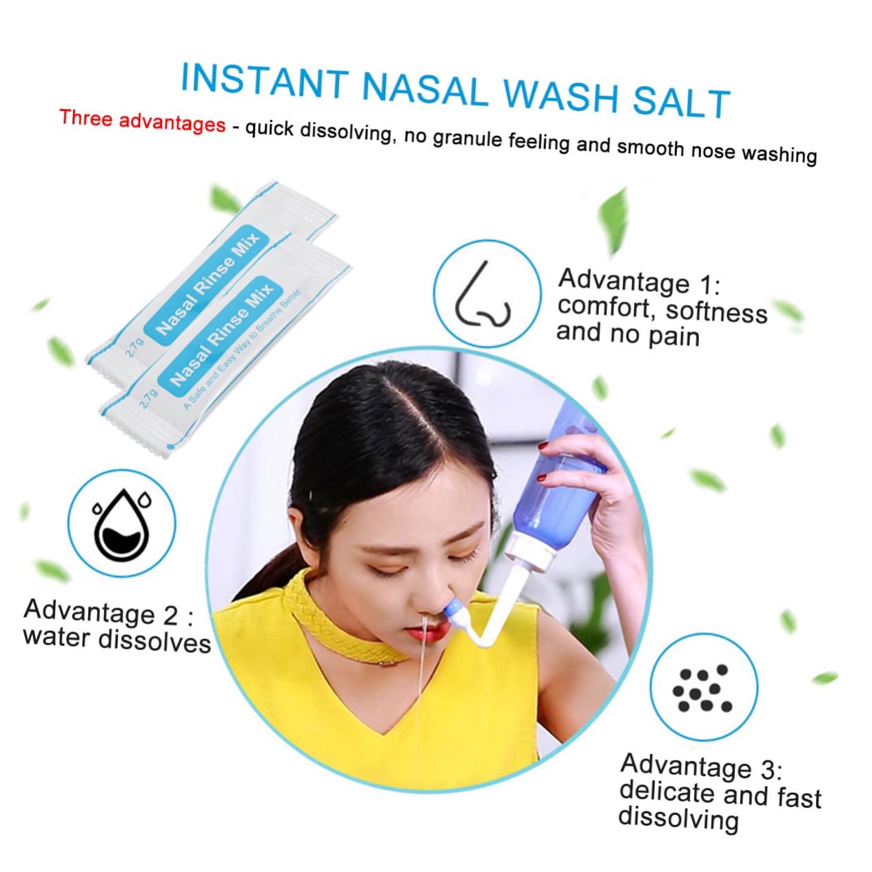 Hohopeti Paquetes de Sal para Enjuague Nasal 40 Sobres Fáciles de Usar Sal Protectora para Limpieza Nasal en Trabajo Profesional y Campo Especial