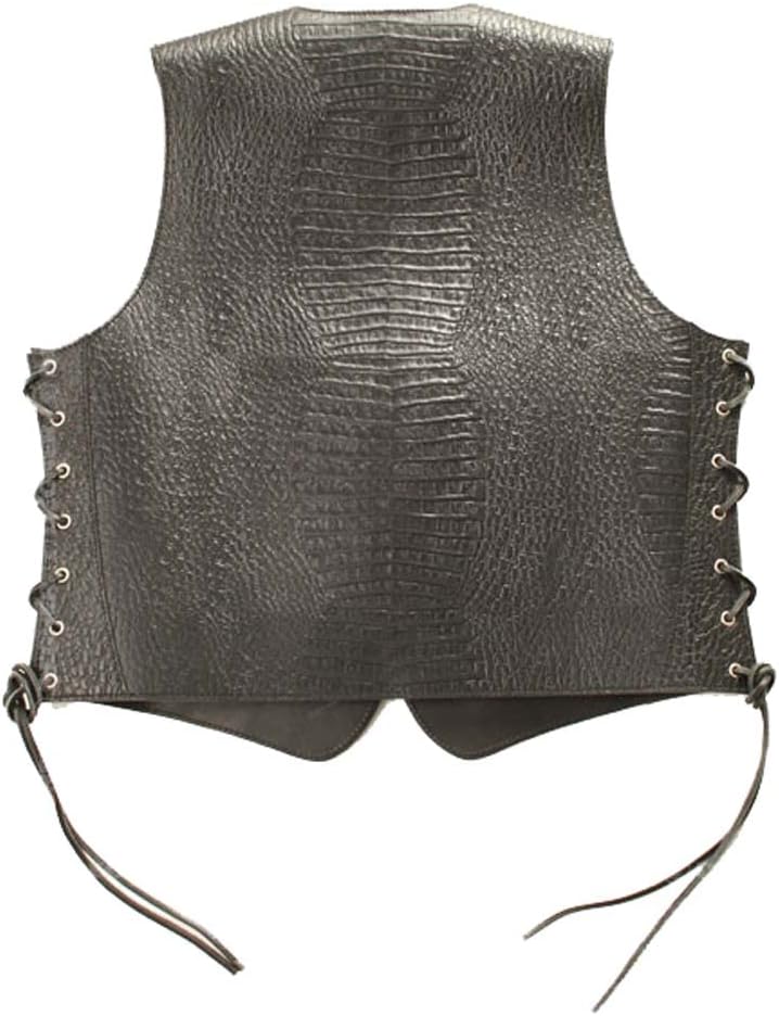 【Xfrm】クロコダイル風ライダースベスト DEGNER クロコダイル柄レザーベスト（ブラック） M