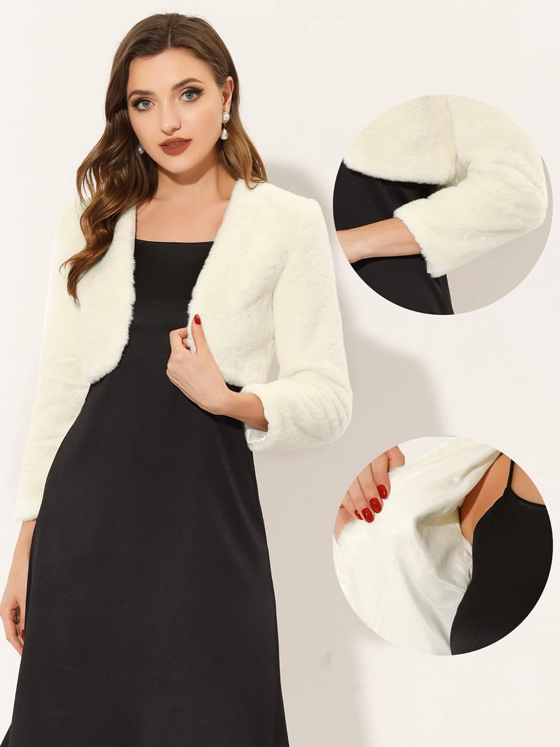 Allegra K Formal Bolero for Women's Evening Dressy Faux Fur Shrug Jacket - Image 4