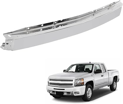 munirater Front Bumper Impact Face Bar Chrome Steel Without Center Air Intake Hole Replacement for 2007-2013 Silverado 1500 2500 3500 GM1002831 15941850