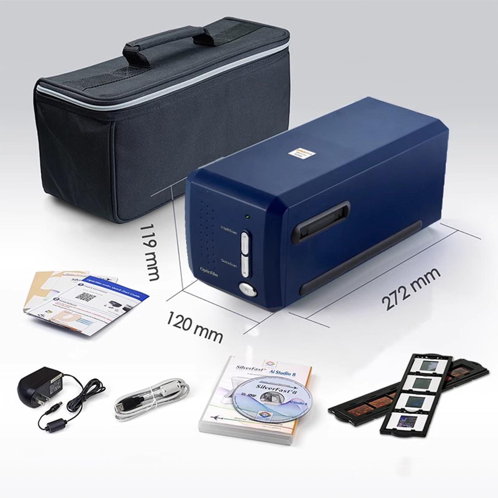 Scanner per Pellicole Digitali, Scanner Automatico per Diapositive Negative, con 7200 DPI E Output a 48 Bit, Vassoio di Alimentazione, Conversione in Batch Diapositive da 35 Mm