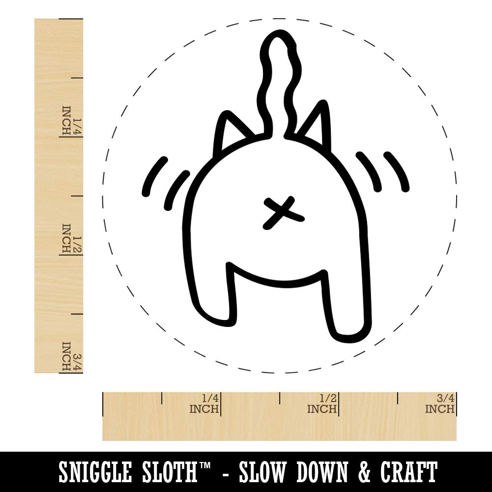 Cat Butt Doodle Rubber Stamp for Stamping Crafting Planners - 3/4 Inch Small