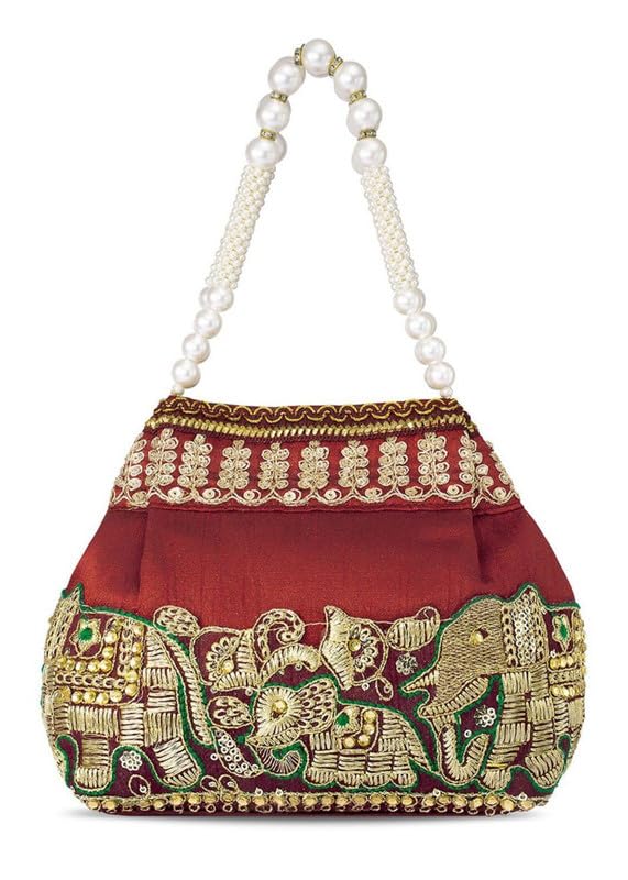 BCODE-Silk Potli Bag with Pearl Handle – Elephant Motif & Gold Embroideryen - Review, Price and Buying Guide