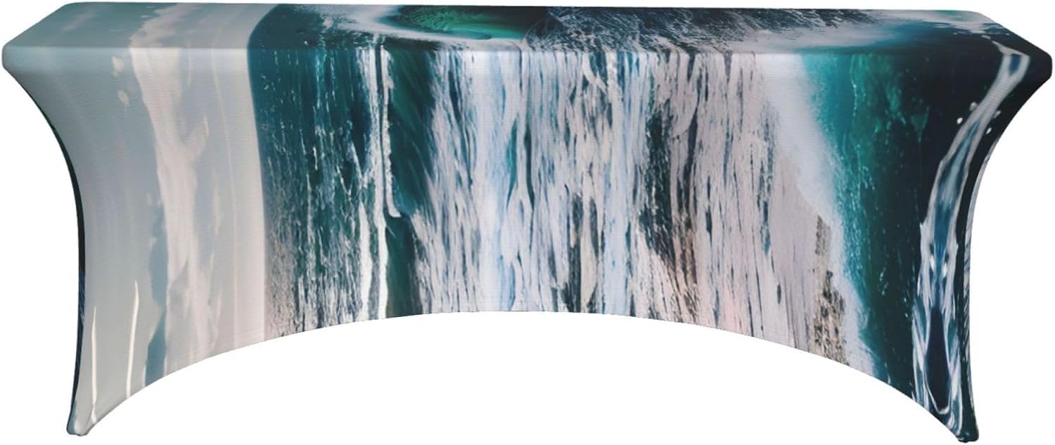 Scenic Sea Water Print Table Cover Rectangular Tablecloth for 6-Foot Tables for Wedding Banquets Outdoor
