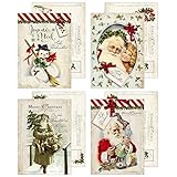 20 Weihnachtskarten Postkarten Nostalgie, vintage 4 verschiedene Designs im Set, 14,8 x 10,5 cm