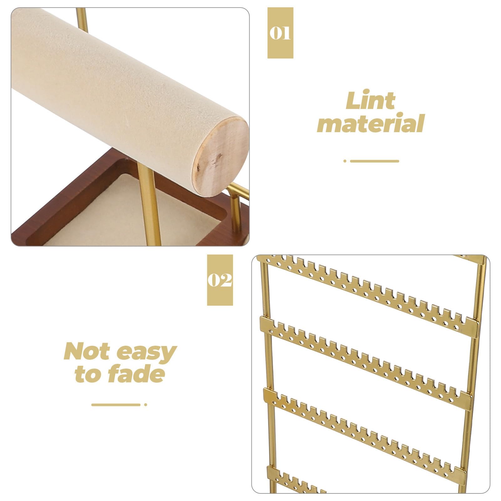 minkissy Organizador de Joyas de Mesa Multiusos en Hierro Dorado Varios Niveles para Collares, Pendientes y Anillos, Soporte Elegante y Funcional para Exhibición
