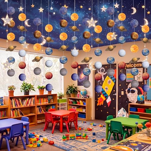 Sistema solar decoración colgante espacial Cindeer con ocho tiras reutilizables 7