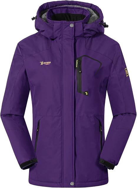 JHMORP Ski d'hiver pour femmes Snow Veste imperméable à l'eau en manteau de pluie doublé d'eau avec capot