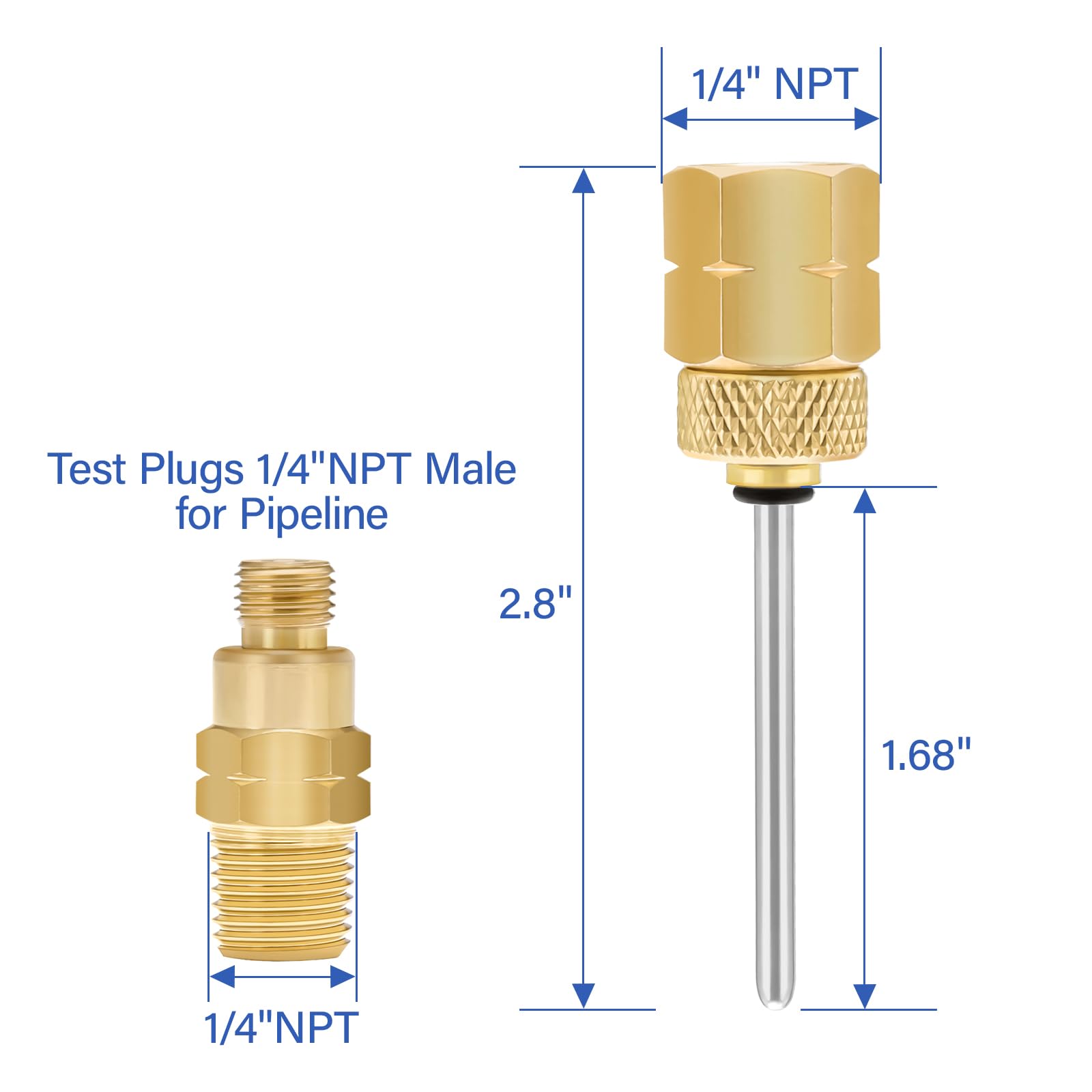 MEASUREMAN Kit de prueba de presión y temperatura, 0-100 psi/pies H2O/kPa/metros H2O, termómetro de -4 °F a 200 °F y -40 °F a 160 °F, fondo NPT de 1/4 pulgadas con adaptador de calibre