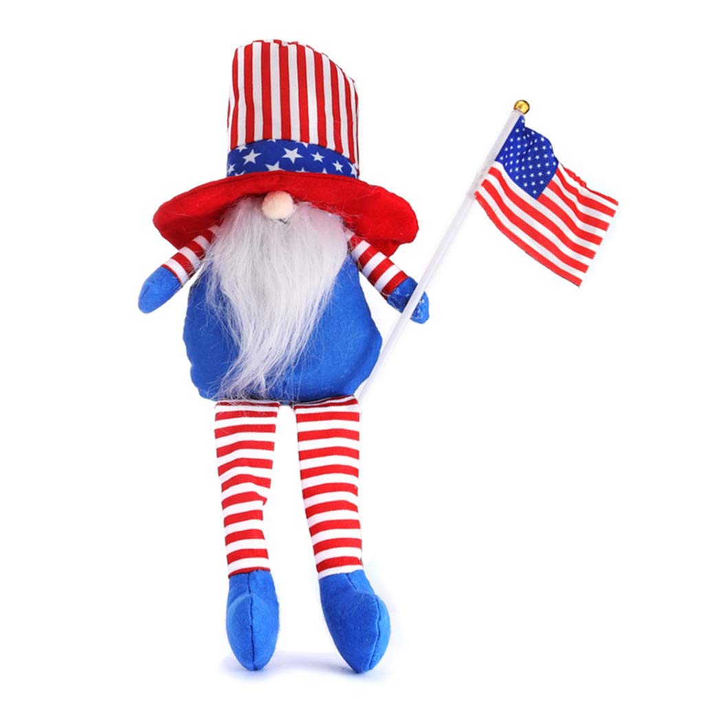 NEWFT Independence Day Flag Patriotic Memorial Day Tomte 4th of July Dwarf Scandinavian Ornaments Kitchen Tiered Tray Decoration