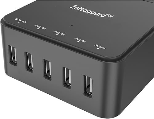 Miniatura 3 de ZG250 Zapatilla pequeña, con dos salidas, para viajes, protector de sobrecarga, con puerto de carga USB, y cable de 5 pies, color negro. Negro