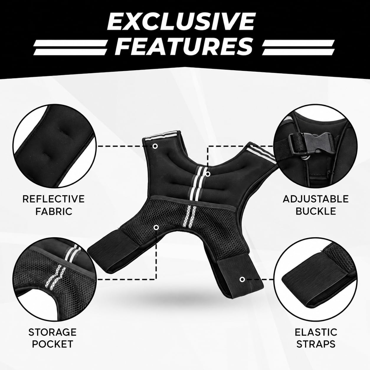Giubbotto Zavorrato 5 kg Regolabile, Gilet Zavorrato per CrossFit, Calisthenics, Running e Allenamento Fitness, Weighted Vest Traspirante, Resistente all'Acqua, Nero