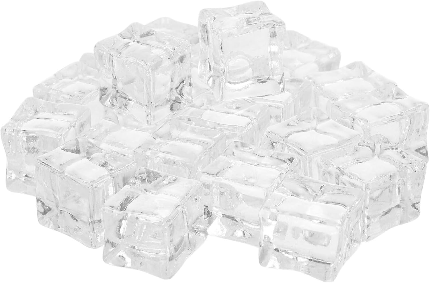 100pcs 1-inch Plastic Ice Cubes Reusable Faux Ice for Bar Decoration Photography Props Vase Fillers Tabletop Display