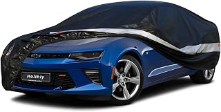 Holthly 10 Layers Car Cover Custom Fit for Chevy Camaro(2009-2024),Waterproof All Weather for Automobiles, Outdoor Full Cover Sun UV Rain Protection with Cotton.Black