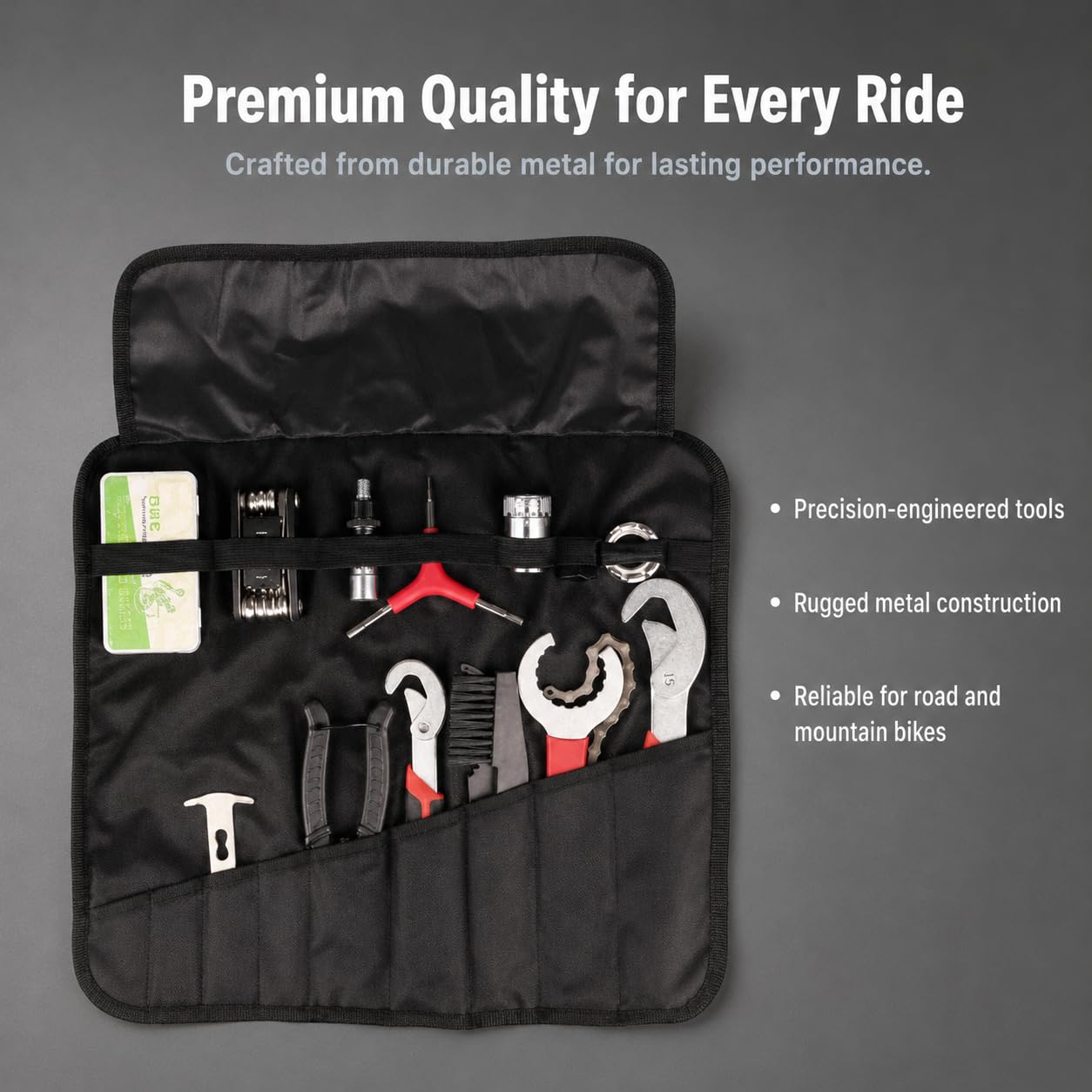 Kit Riparazione, Multi-tool Bici con Pompa per Pneumatici, Attrezzi Bici in Metallo per Manutenzione e Viaggio