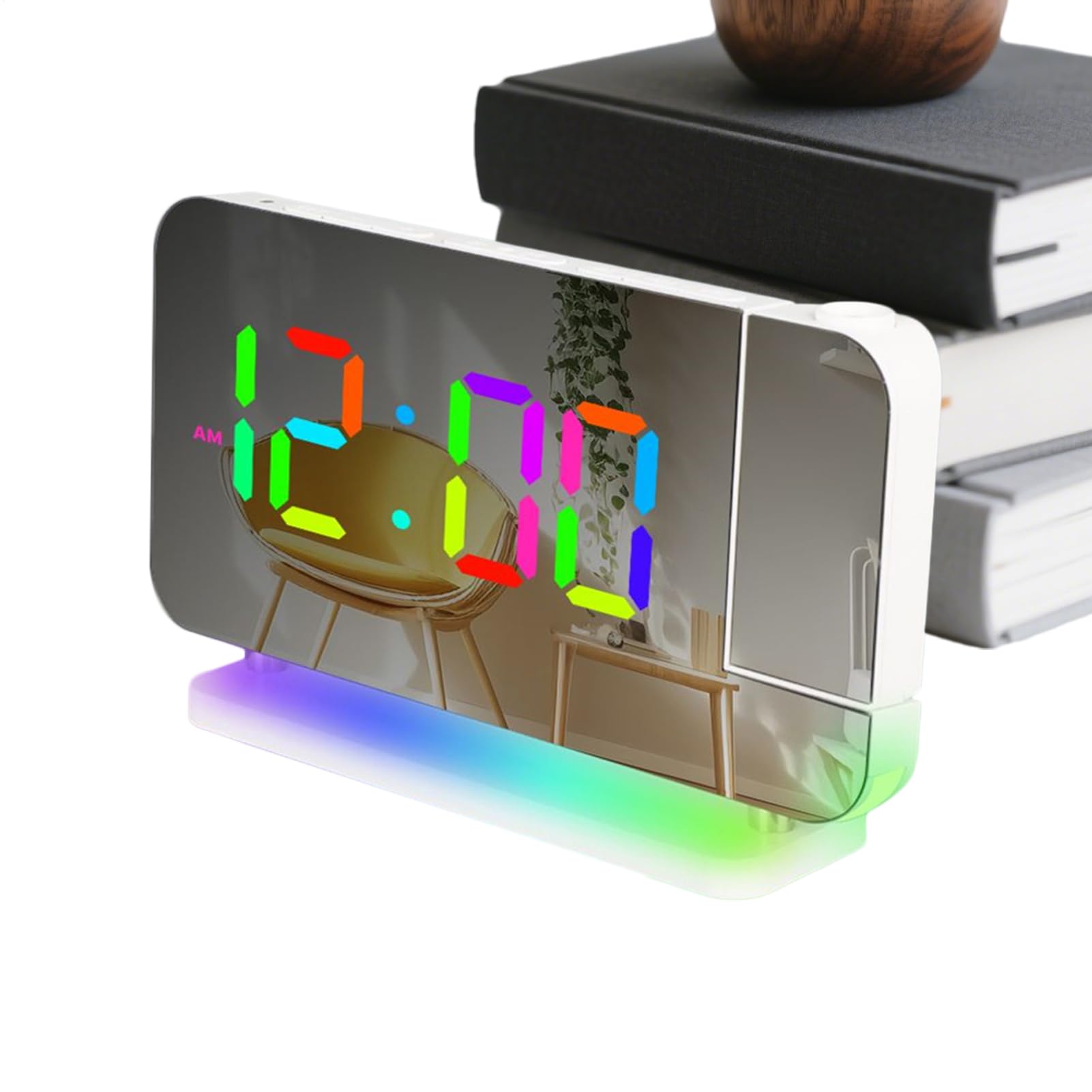 Reloj despertador pantalla LED contra retrasos en dormitorio y mesita de noche