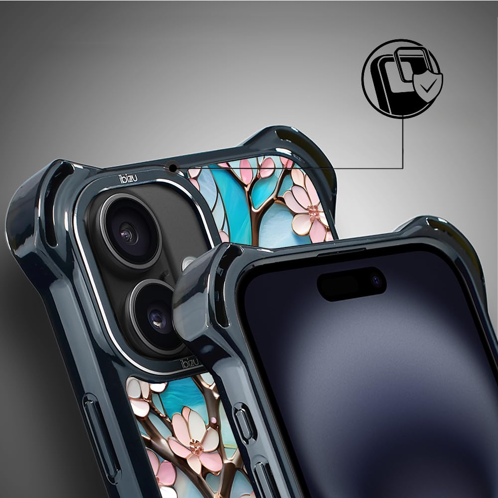 Etui do iPhone 16 IBIZU DropGuard Ultra kompatybilne z MagSafe, Barwy Szkła, Księżycowa Wiśnia