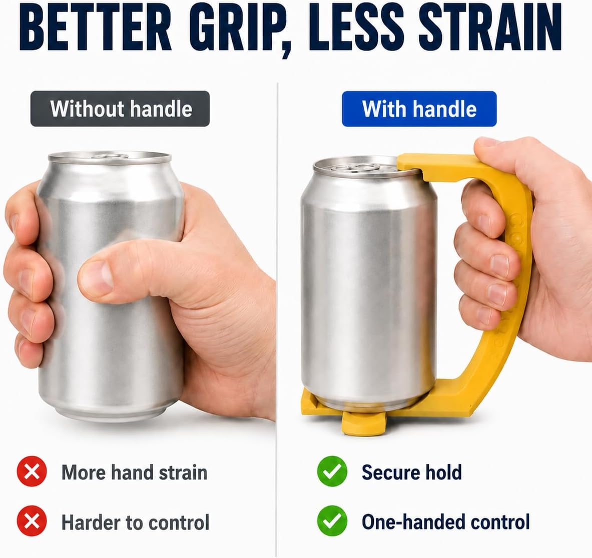 Can Handle Grip for Beverages – Easy One-Handed Carry | Ergonomic Comfort Design | Portable Soda and Beer Can Carrier | Kitchen and Outdoor Accessory