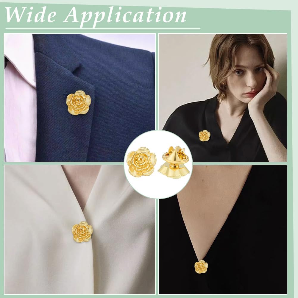 BENECREAT 8PCS Alloy Flower Brooch Pins, Rose Lapel Pins, Men's Brooch Pins Suit Accessories for Wedding Birthday Anniversary image 5