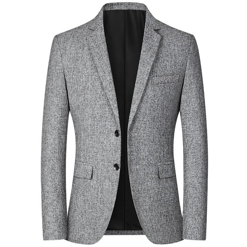 Mens Gray Causal Slim Fit Suit Jacket for Men Two Button Sports Coats Wedding Prom Party