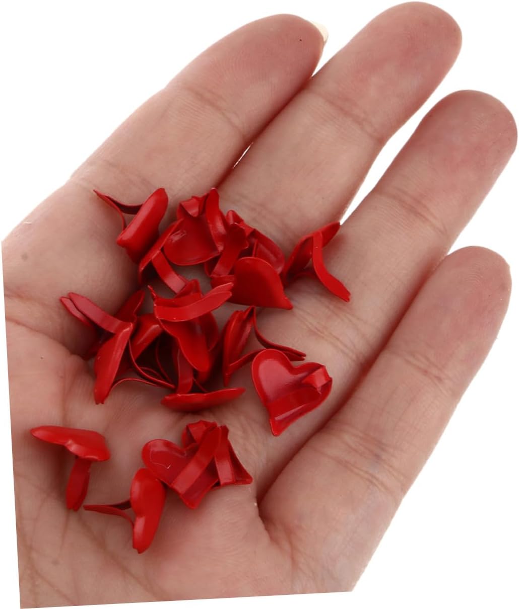 PRETYZOOM 500pcs Red Heart Shape Metal Brads 11mm Paper Fasteners for Scrapbooking DIY Crafts Tiny Pins for Paper Crafts and Scrapbook Accessories